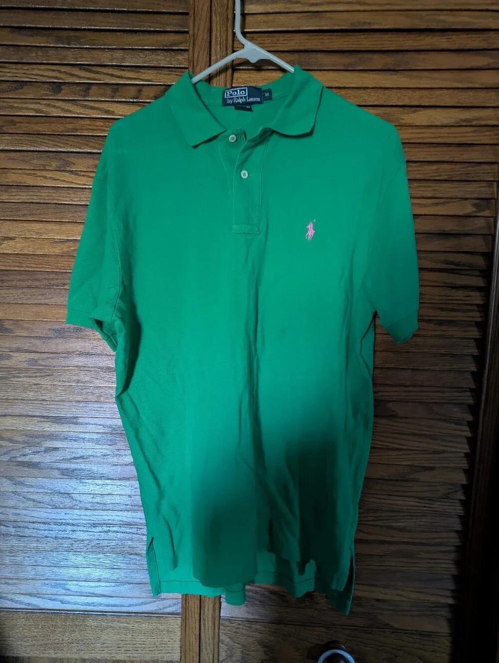 Polo Ralph Lauren‎ Green Polo Shirt W Pink Pony Men's Size Medium